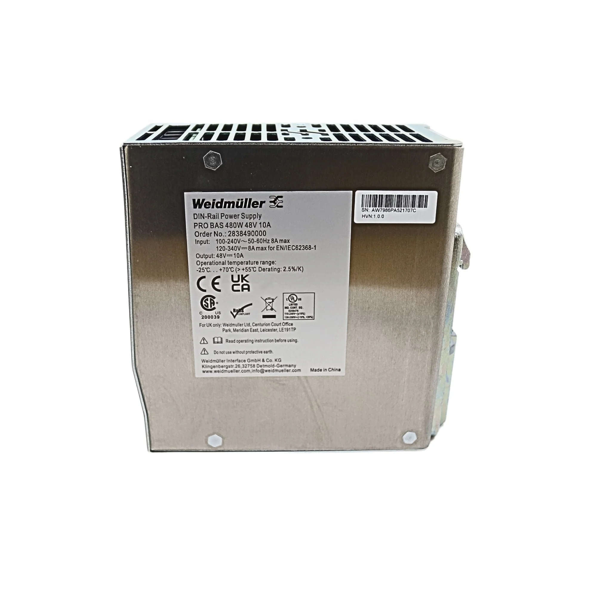 Weidmuller | PRO BAS 480W 48V 10A Power Supply | 2838490000 - Image 2